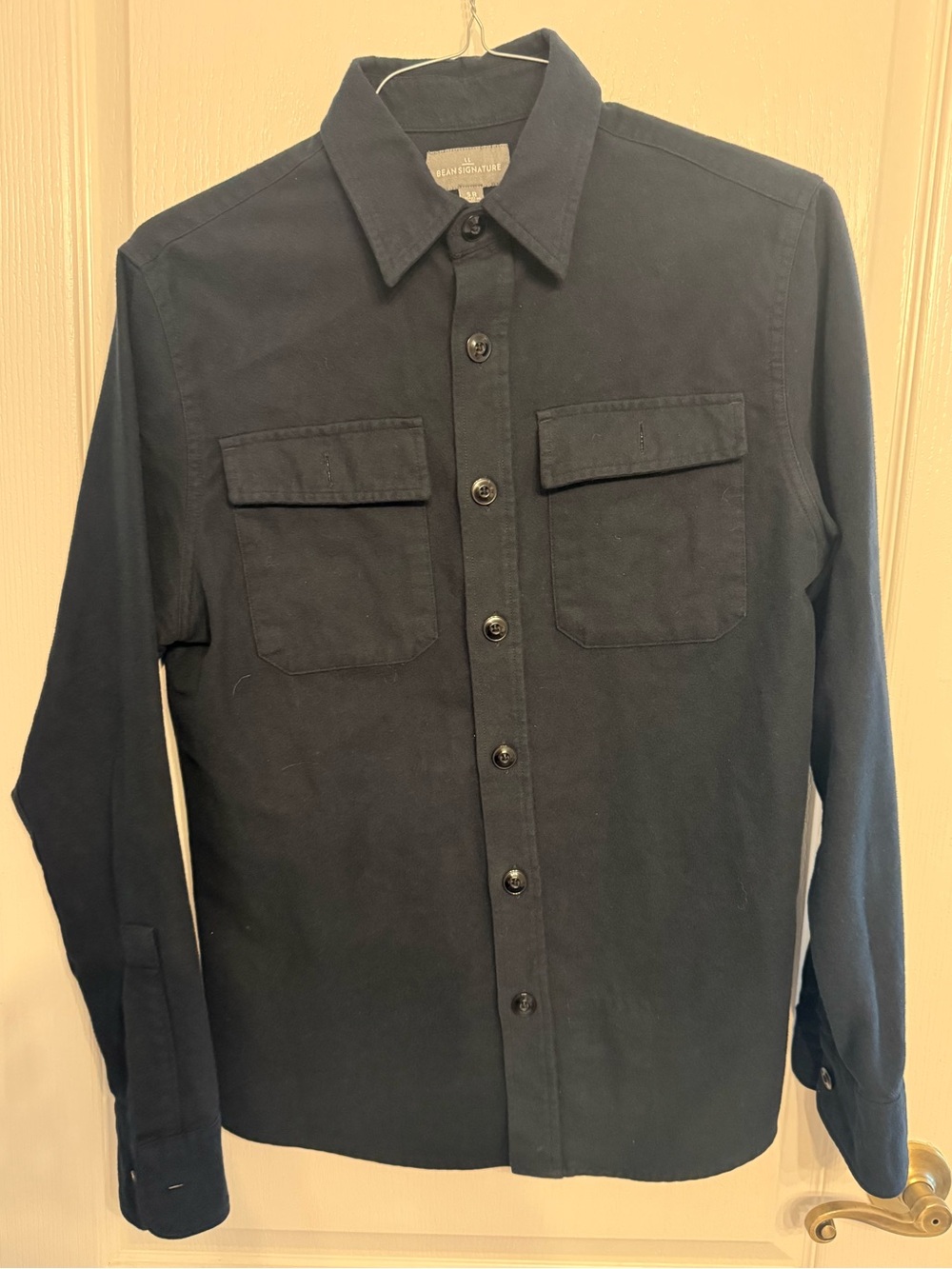 Signature Navy Blue Casual Button-Down Shirt with Chest Pockets